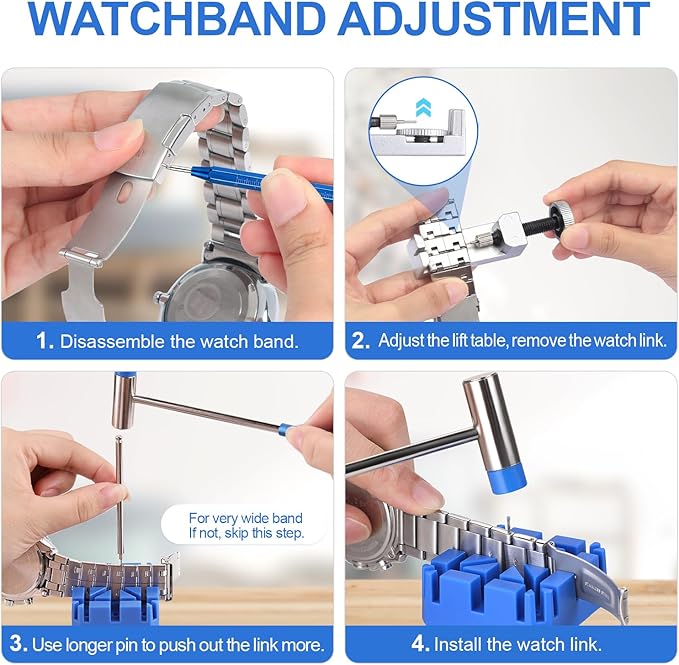 JOREST Watch Link Removal Tool Kit, Watch Band Pin Remover for Watch Repair,  Watch Strap Replacement and Resizing, with 10 Spring Bars, 10 Pins Secondary image