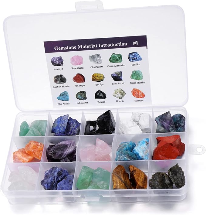 JSDDE Mineral Rock Variety Rough Raw Crystals Gemstone Meteorite Fragment Healing Energy Crystal Stone Box Gifts - Gemstones - British D'sire Main image