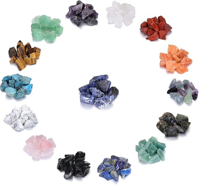 Vista – Mineral Rock Variety Rough Raw Crystals Gemstone Set – 15 Natural Healing Stones in Elegant Gift Box – Ideal for Energy Healing, Meditation, and Crystal Collection. Secondary image