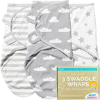 Juicy Bumbles Swaddle Blanket 0 - 3 Months - 100% Cotton Baby Swaddle Wrap Newborn - Set of 3 Swaddles - Baby Essentials for Newborn Boy and Girl - Blankets & Swaddlers - British D'sire