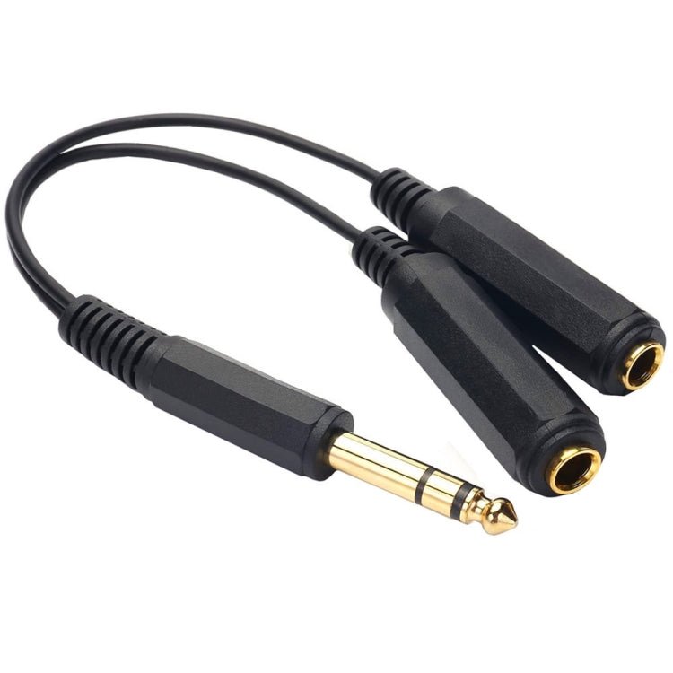 JUNSUNMAY 6.35mm 1/4 inch Male to Dual Female Stereo Audio Jack Adapter Cable, Length: 20cm - British D'sire Main image