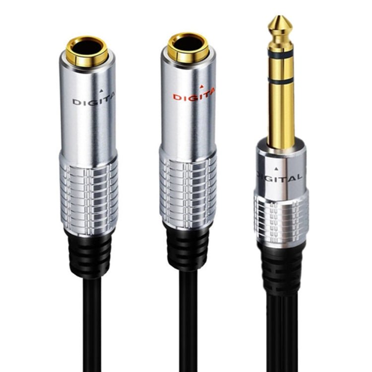 JUNSUNMAY 6.35mm Male to Dual 6.35mm Female Stereo Audio Adapter, Length: 0.2m - British D'sire