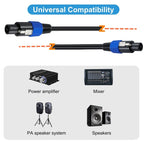 JUNSUNMAY Speakon Male to Speakon Male Audio Speaker Adapter Cable with Snap Lock, Length:6FT - British D'sire