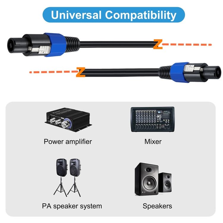 JUNSUNMAY Speakon Male to Speakon Male Audio Speaker Adapter Cable with Snap Lock, Length:6FT - British D'sire