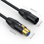 JUNSUNMAY XLR Male to Female Mic Cord 3 Pin Audio Cable Balanced Shielded Cable, Length:1.5m - British D'sire
