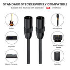 JUNSUNMAY XLR Male to Male Mic Cord 3 Pin Audio Cable Balanced Shielded Cable, Length:10m - British D'sire