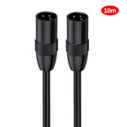 JUNSUNMAY XLR Male to Male Mic Cord 3 Pin Audio Cable Balanced Shielded Cable, Length:10m - British D'sire