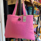 Jute & Cotton Reversible Big Bag - Pink - Tote Bags - British D'sire