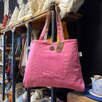 Jute & Cotton Reversible Big Bag - Pink - Tote Bags - British D'sire