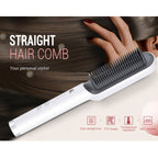 K - SKIN KD380 Hair Straightener Electric Straight Hair Curler Comb Brush PTC Heating Ceramic Straight Hair Brush, EU Plug(Black) - British D'sire