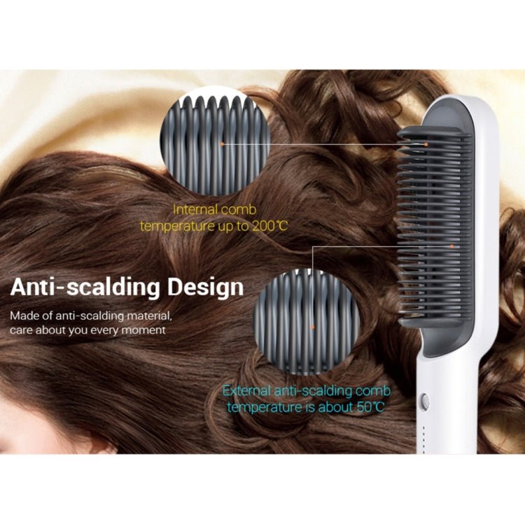 K - SKIN KD380 Hair Straightener Electric Straight Hair Curler Comb Brush PTC Heating Ceramic Straight Hair Brush, EU Plug(Black) - British D'sire