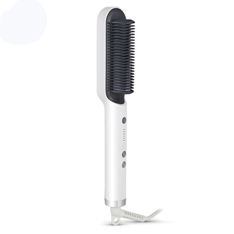 K - SKIN KD380 Hair Straightener Electric Straight Hair Curler Comb Brush PTC Heating Ceramic Straight Hair Brush, UK Plug (White) - British D'sire