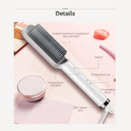 K - SKIN KD380 Hair Straightener Electric Straight Hair Curler Comb Brush PTC Heating Ceramic Straight Hair Brush, UK Plug (White) - British D'sire