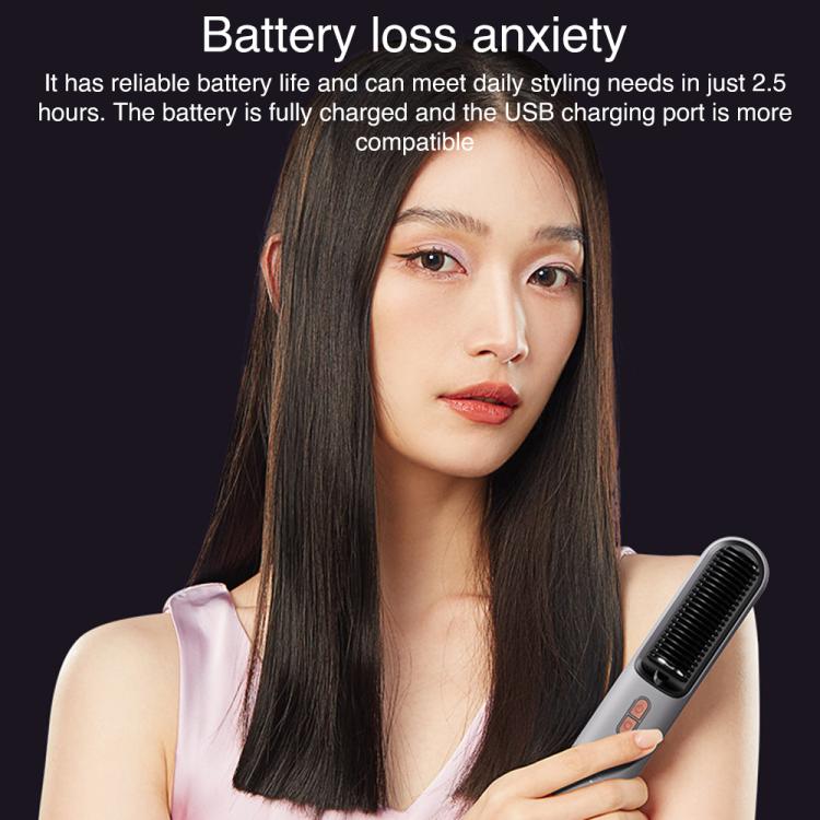 K - SKIN KD382B Negative Ion Hair Care Type - C Wireless Hair Straightening Comb(Grey) - British D'sire