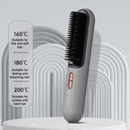 K - SKIN KD382B Negative Ion Hair Care Type - C Wireless Hair Straightening Comb(Grey) - British D'sire