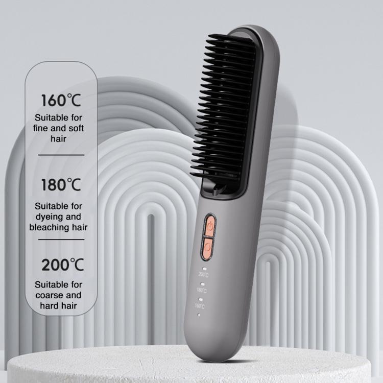 K - SKIN KD382B Negative Ion Hair Care Type - C Wireless Hair Straightening Comb(Grey) - British D'sire