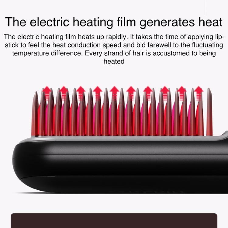 K - SKIN KD382S Negative Ion Hair Care Type - C Wireless Hair Straightening Comb(Black) - British D'sire