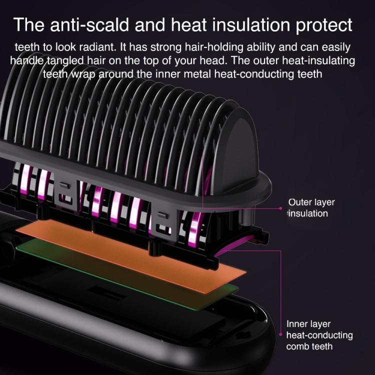 K - SKIN KD382S Negative Ion Hair Care Type - C Wireless Hair Straightening Comb(Black) - British D'sire