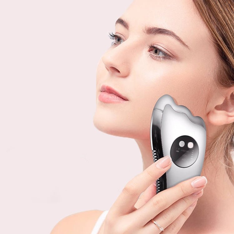 K - SKIN KD817 Facial Scratch Pad Dredge Meridian Soothing Fatigue Scraping Plate Electric Massager Soothing Stress USB Charging(White) - British D'sire