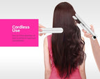 K - SKIN Portable Rechargeable Hair Straightener Curler Cordless Adjustable Temperature Fast Heat Ceramic Iron Styling Tool - British D'sire