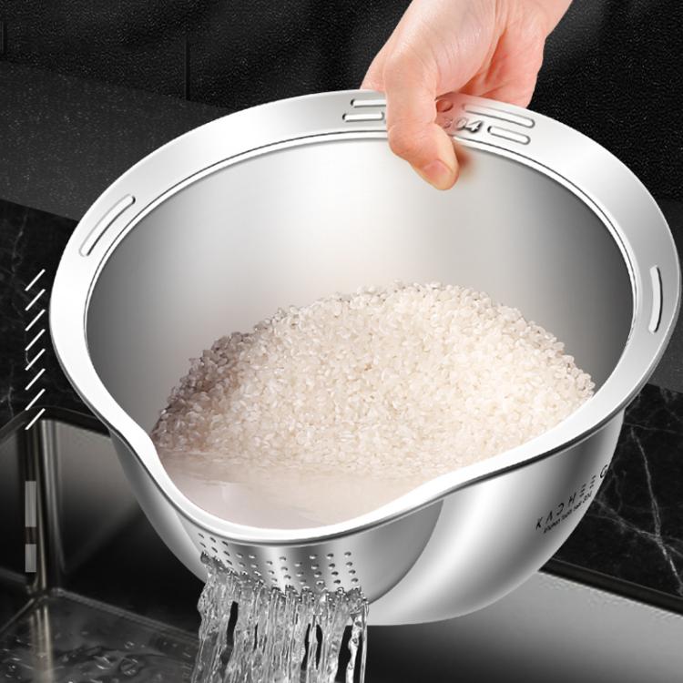 Kacheeg 304 Stainless Steel Multi-Purpose Colander, Vegetable & Rice Strainer, Washing Basket 24cm Secondary image