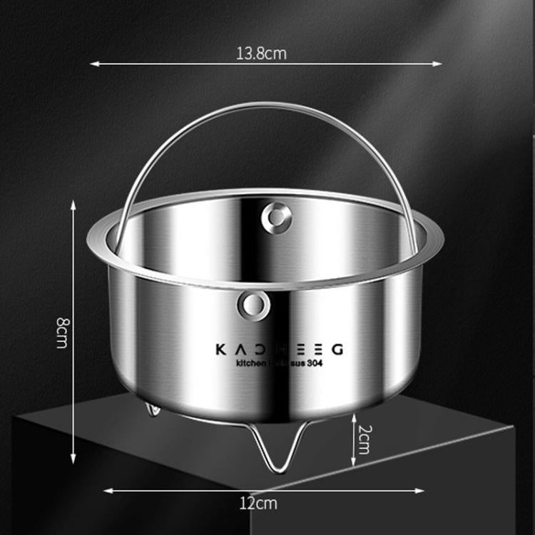 Kacheeg 304 Stainless Steel Steamer Basket for Rice Cooker/Pots with Handles & Stand Non - perforated 13.8cm - British D'sire Main image
