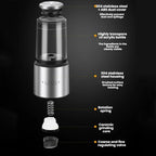 Kacheeg 70ml Transparent Pepper Grinder with Adjustable Coarse to Fine Ceramic Blades 11 x 4.9 x 4cm - British D'sire