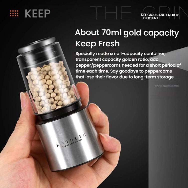 Kacheeg 70ml Transparent Pepper Grinder with Adjustable Coarse to Fine Ceramic Blades 11 x 4.9 x 4cm - British D'sire