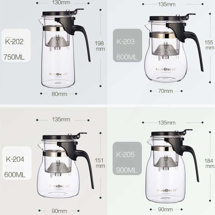 KAMJOVE Elegant Cup Bubble Teapot Office Flower Teapot Heat-resistant Glass Tea Set, Model:K-203 600ML Secondary image