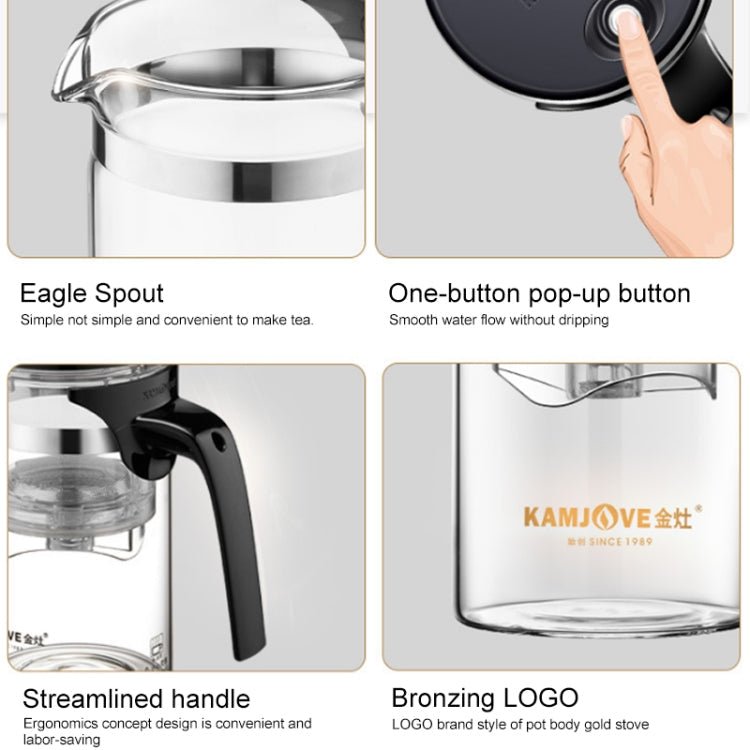 KAMJOVE Elegant Cup Bubble Teapot Office Flower Teapot Heat - resistant Glass Tea Set, Model:K - 205 900ML - British D'sire