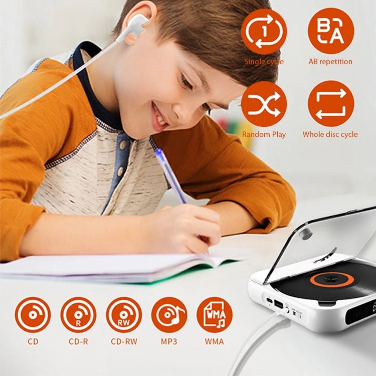Kecag KC - 918 Bluetooth CD Player Rechargeable Touchscreen Headphone Small Music Walkman(Black) - British D'sire