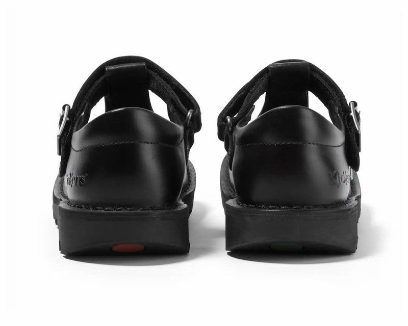 Kickers Junior's Kick T Vel Leather T Bar Shoes Black - Shoes - British D'sire