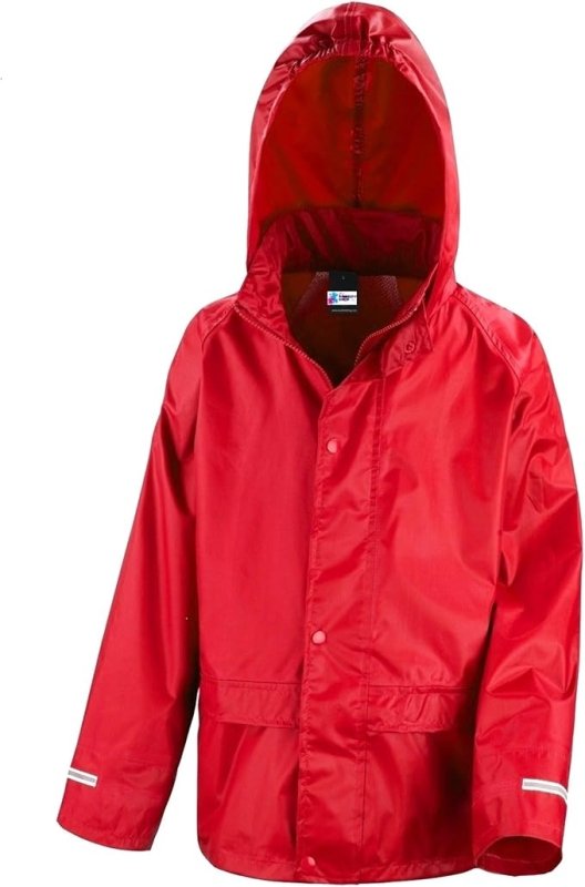 Kids Waterproof Rain Jacket In Black, Pink, Red or Royal Blue Childs Childrens Boys Girls Secondary image