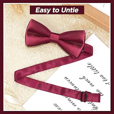 Kids Wine Red Pre‑Tied Silk Bow Tie – Adjustable - Kids Ties - British D'sire