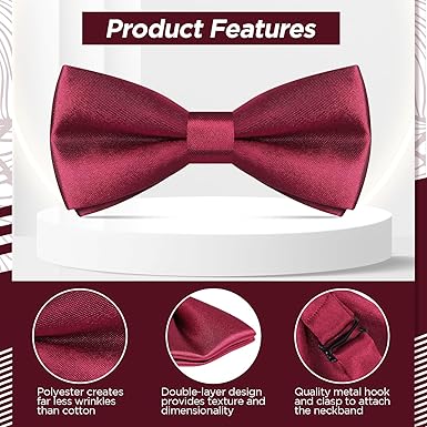 Kids Wine Red Pre‑Tied Silk Bow Tie – Adjustable Secondary image