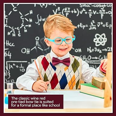 Kids Wine Red Pre‑Tied Silk Bow Tie – Adjustable - Kids Ties - British D'sire