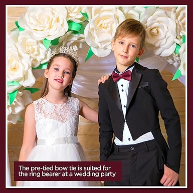 Kids Wine Red Pre‑Tied Silk Bow Tie – Adjustable - Kids Ties - British D'sire