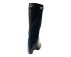 Knee High Faux Leather Fold Over Block Heel Boots - Boots - British D'sire