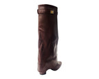 Knee High Faux Leather Fold Over Block Heel Boots - Boots - British D'sire
