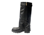 Knee High Faux Leather Fold Over Chunky Sole Boots - Boots - British D'sire