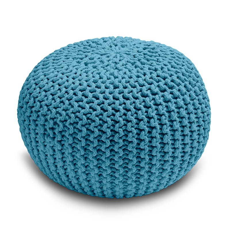 Knitted Pouffe Chunky Round Footstool Ottoman 100% Cotton - British D'sire