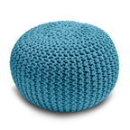 Knitted Pouffe Chunky Round Footstool Ottoman 100% Cotton - British D'sire
