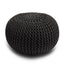 Knitted Pouffe Chunky Round Footstool Ottoman 100% Cotton - Black - British D'sire