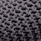 Knitted Pouffe Chunky Round Footstool Ottoman 100% Cotton - Black - British D'sire