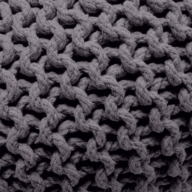 Knitted Pouffe Chunky Round Footstool Ottoman 100% Cotton - Black - British D'sire