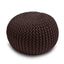 Knitted Pouffe Chunky Round Footstool Ottoman 100% Cotton - Chocolate - British D'sire