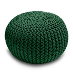 Knitted Pouffe Chunky Round Footstool Ottoman 100% Cotton - Green - British D'sire
