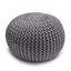 Knitted Pouffe Chunky Round Footstool Ottoman 100% Cotton - Grey - British D'sire