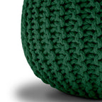 Knitted Pouffe Chunky Round Footstool Ottoman 100% Cotton - Ochre - British D'sire