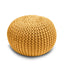 Knitted Pouffe Chunky Round Footstool Ottoman 100% Cotton - Ochre - British D'sire